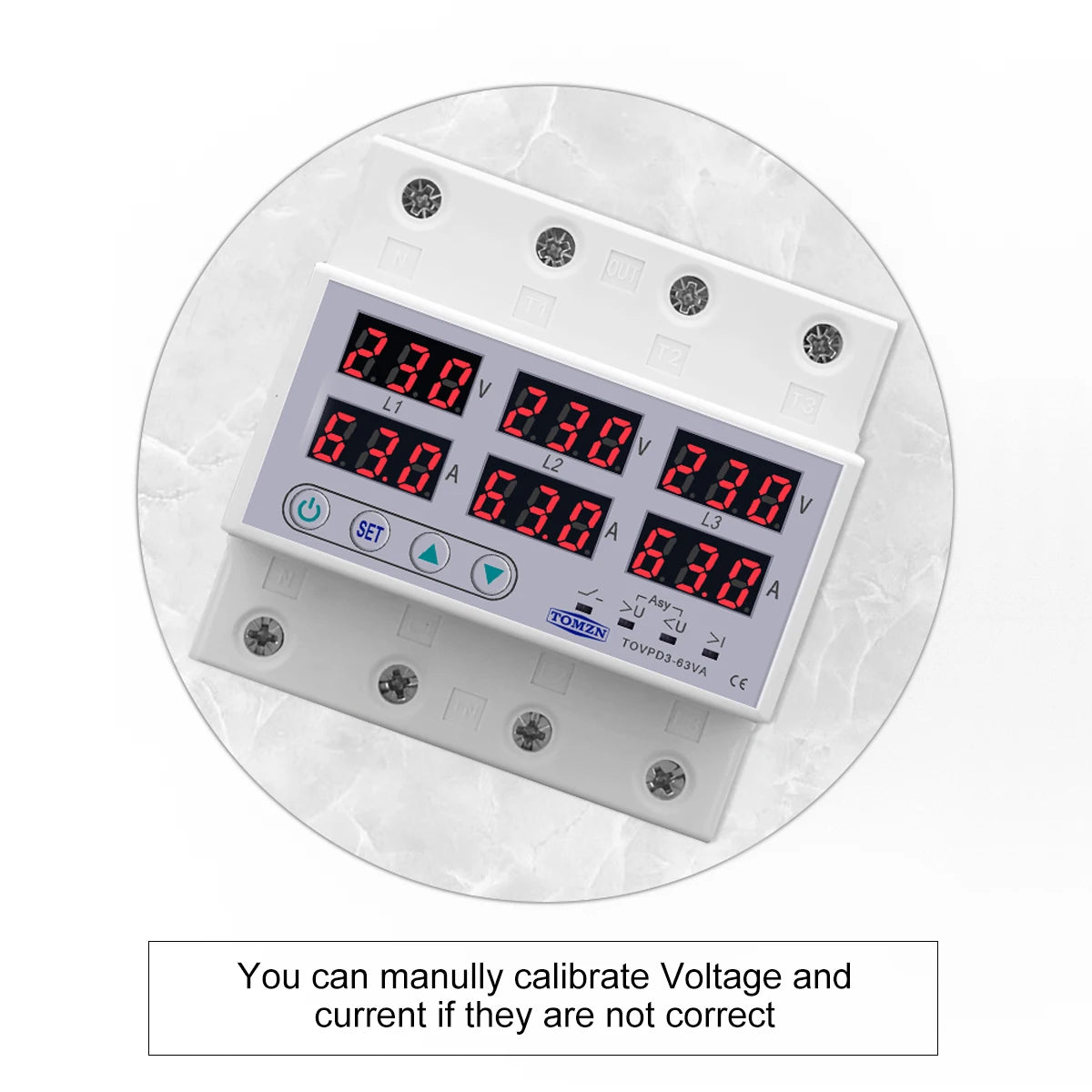 3-Phase 3P+N Voltmeter Ammeter | Adjustable Over/Under Voltage & Current Limit Protection | Relay Protector