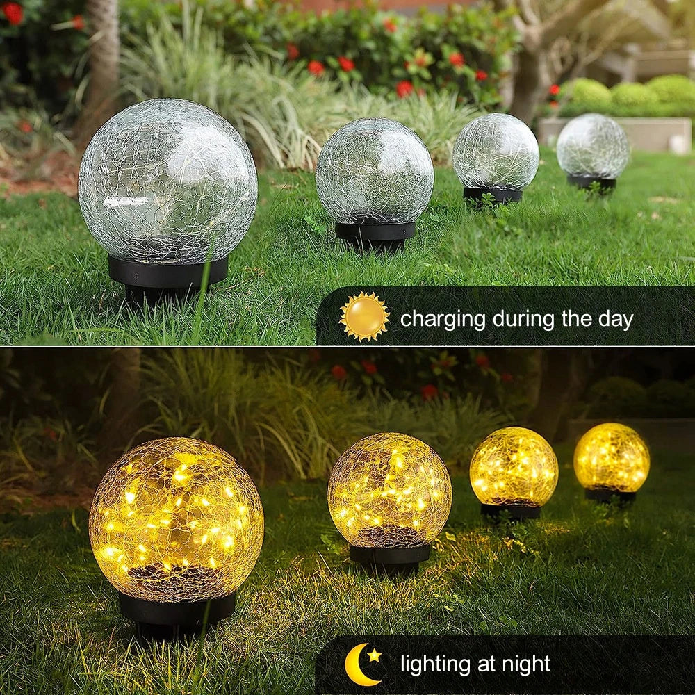 Solar Cracked Glass Globe Lights – Outdoor Garden & Patio Decor