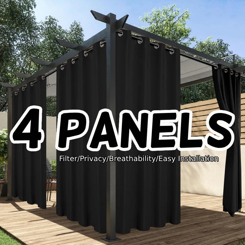 Waterproof Outdoor Privacy Curtains – Set of 4