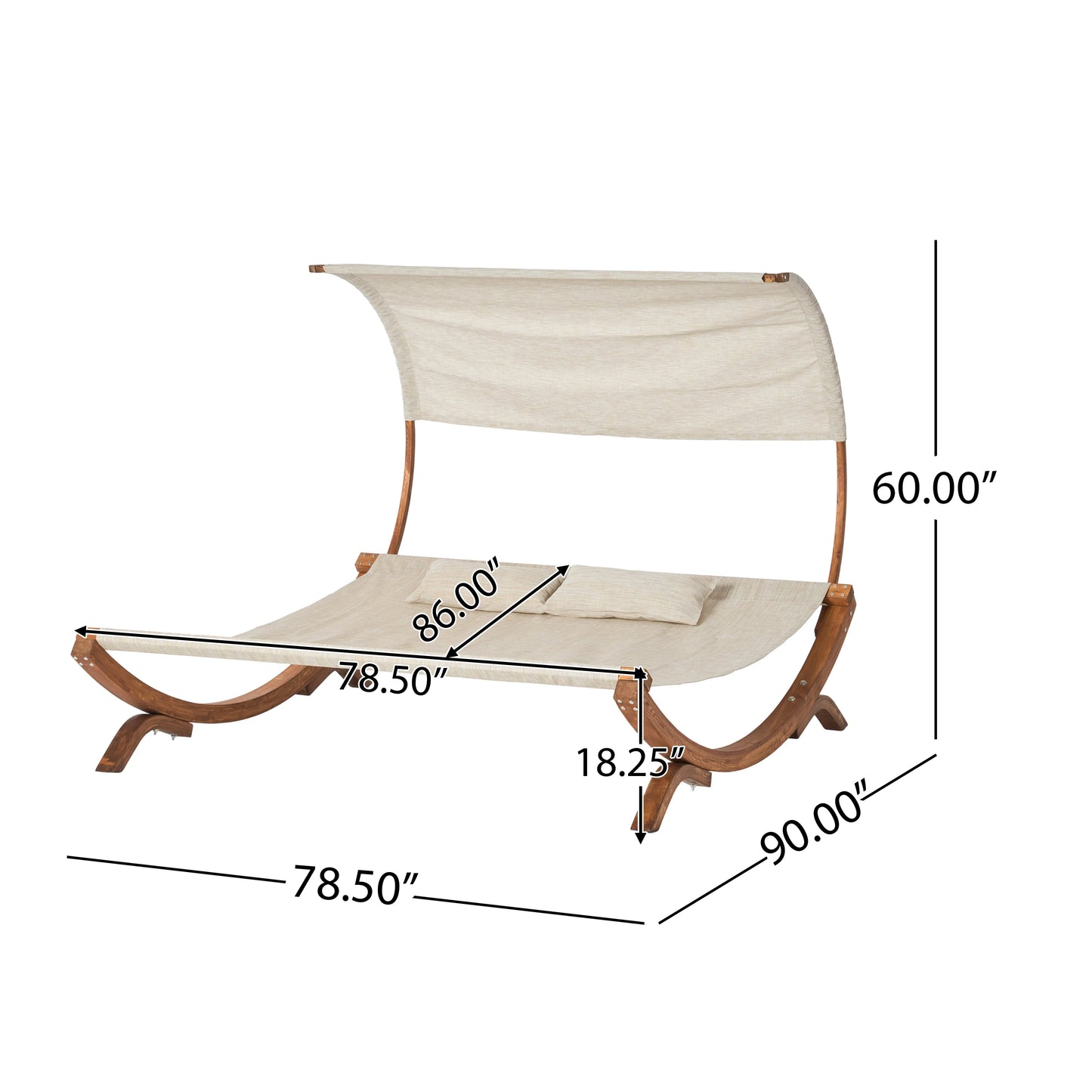 Double Sunbed with Adjustable Canopy and Pillows