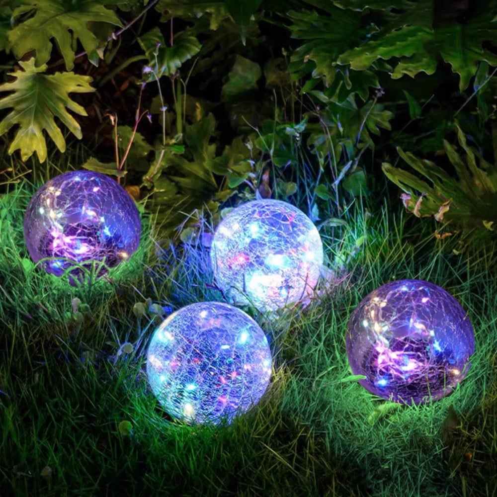 Solar Cracked Glass Globe Lights – Outdoor Garden & Patio Decor