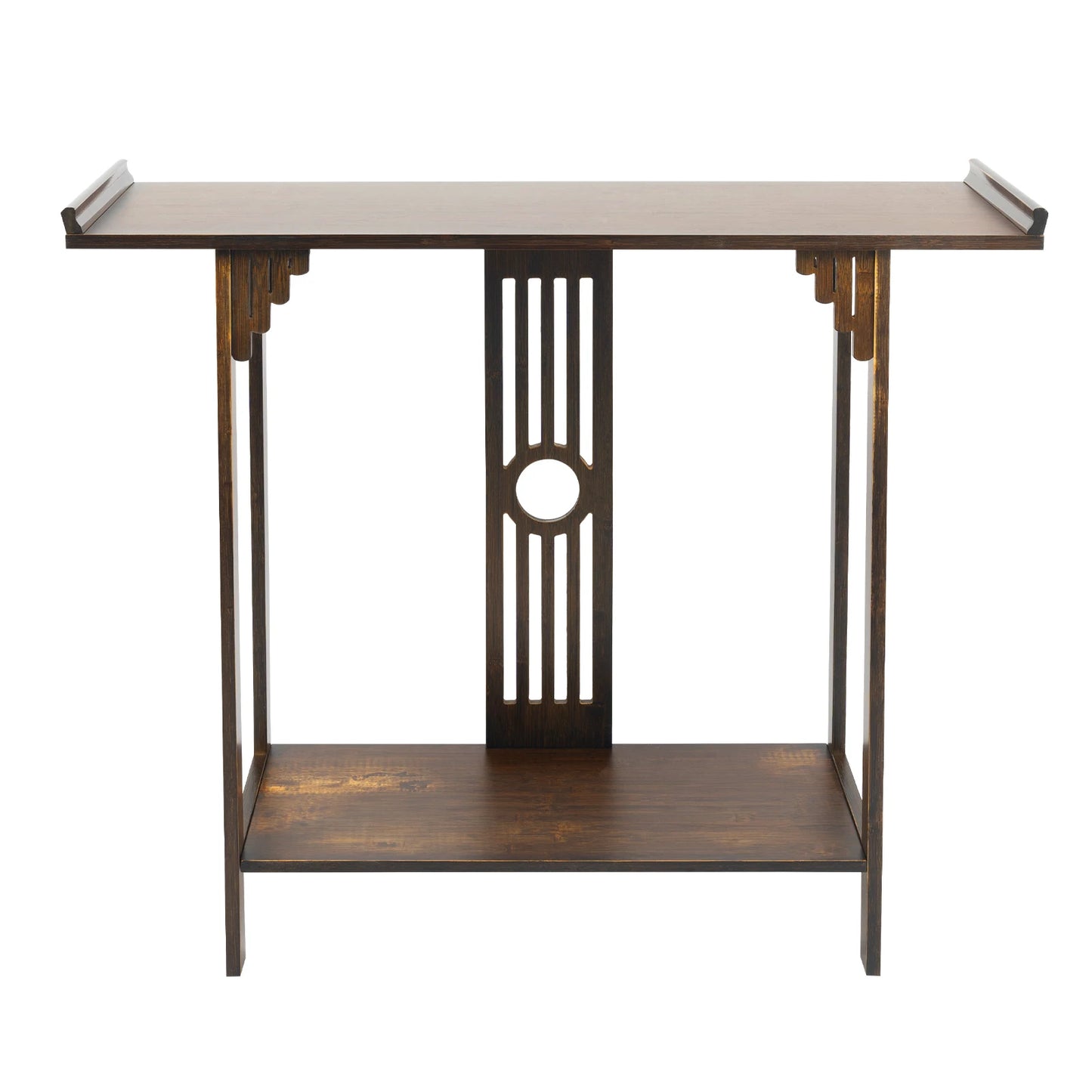 Vintage 2-Layer Bamboo Console Table – Sofa Side & Entryway Table