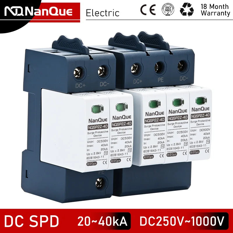 DC Surge Protector SPD – 100V-1000V | 20KA-60KA | Lightning Protection