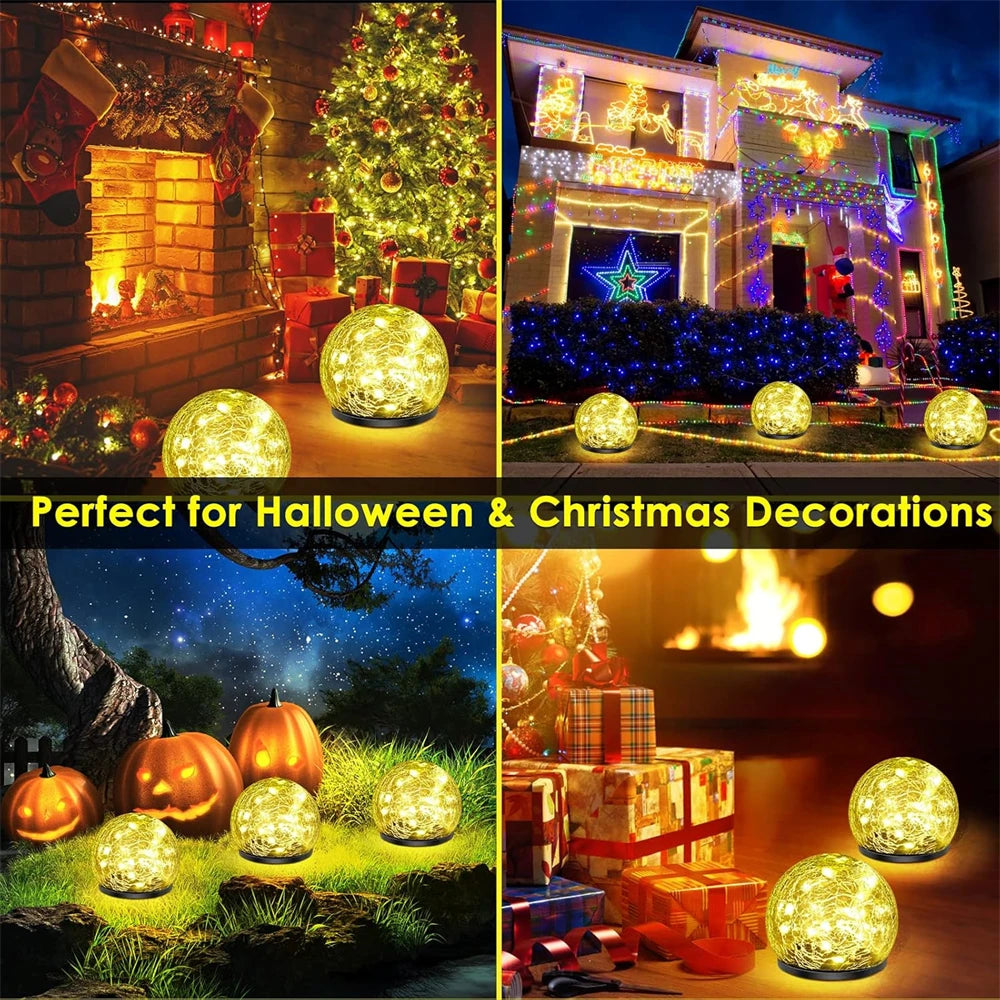 Solar Cracked Glass Globe Lights – Outdoor Garden & Patio Decor
