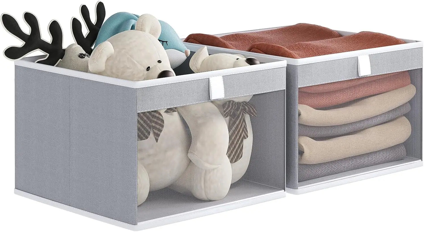 Linen Storage Bins with Clear Window – Foldable Closet Organizers and Storage Boxes