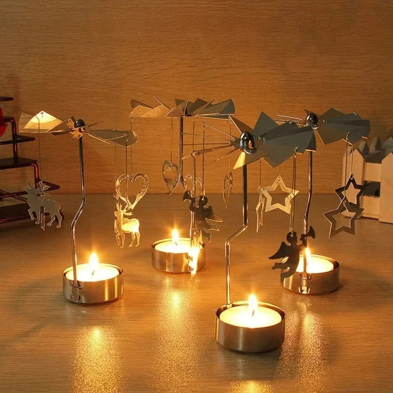 Metal Rotating Candle Holder – Christmas & Event Decor