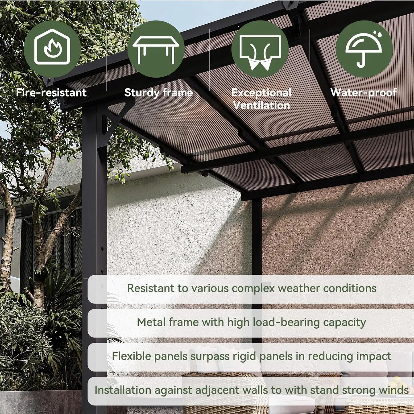 Wall-Mounted Gazebo Pergola for Patio & Backyard