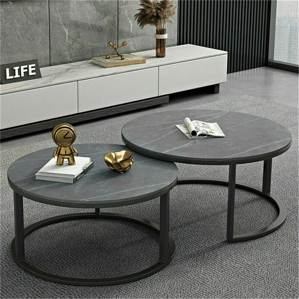 Marbella Nesting Coffee Table Set – Grey Marble Top