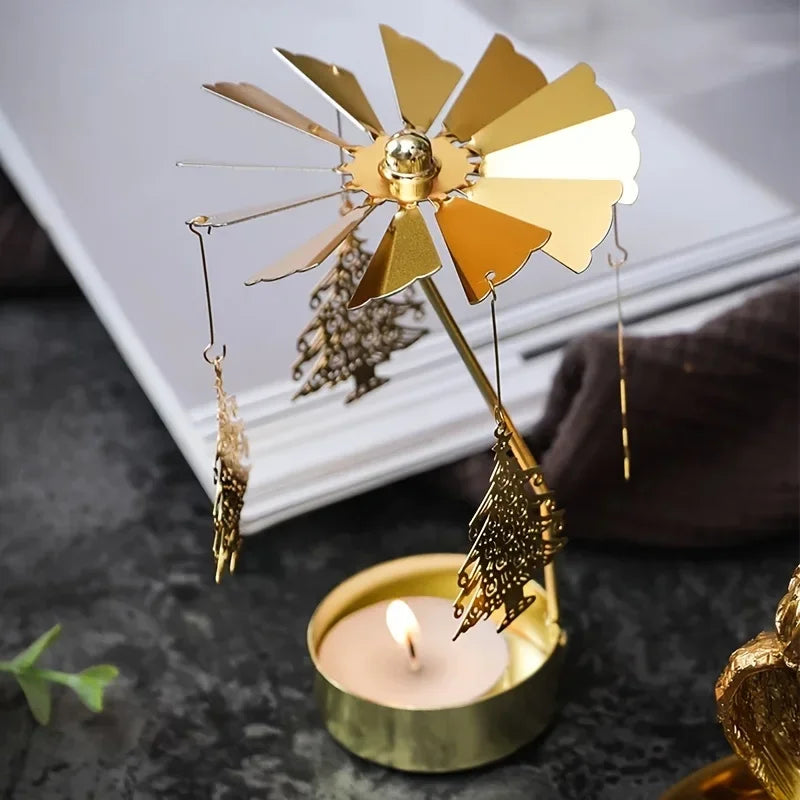 Metal Rotating Candle Holder – Christmas & Event Decor