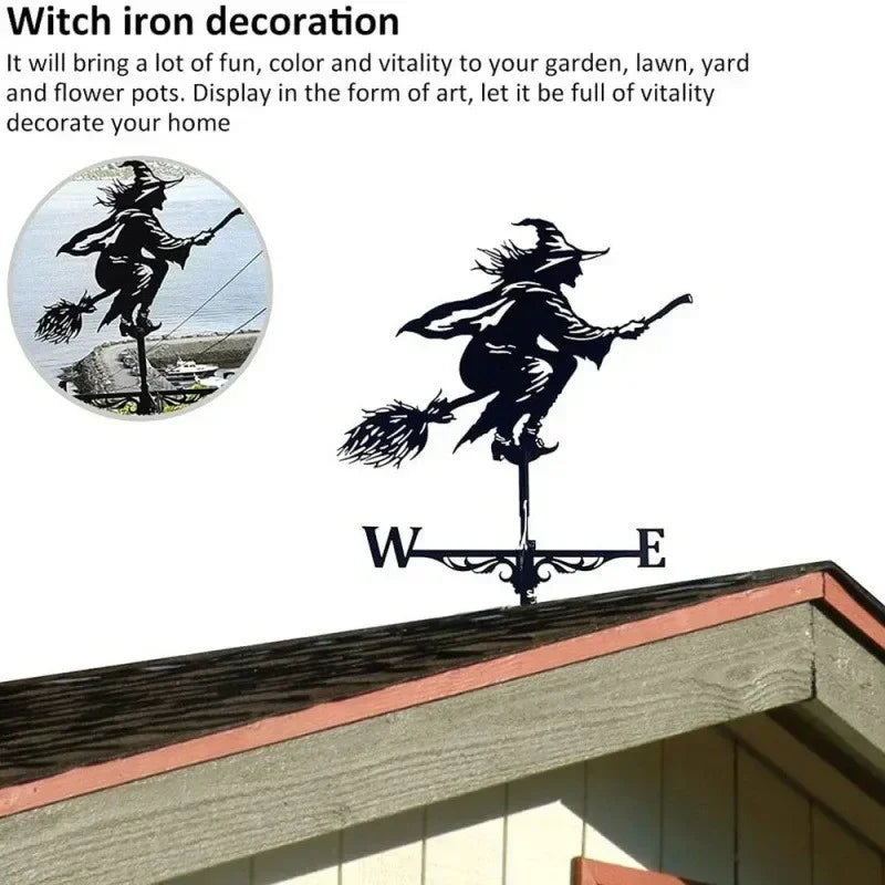IronCraft Witch Weathervane – Outdoor Garden & Roof Decor