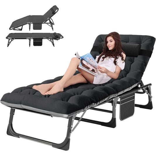 5-Position Folding Chaise Lounge Chair with Pad
