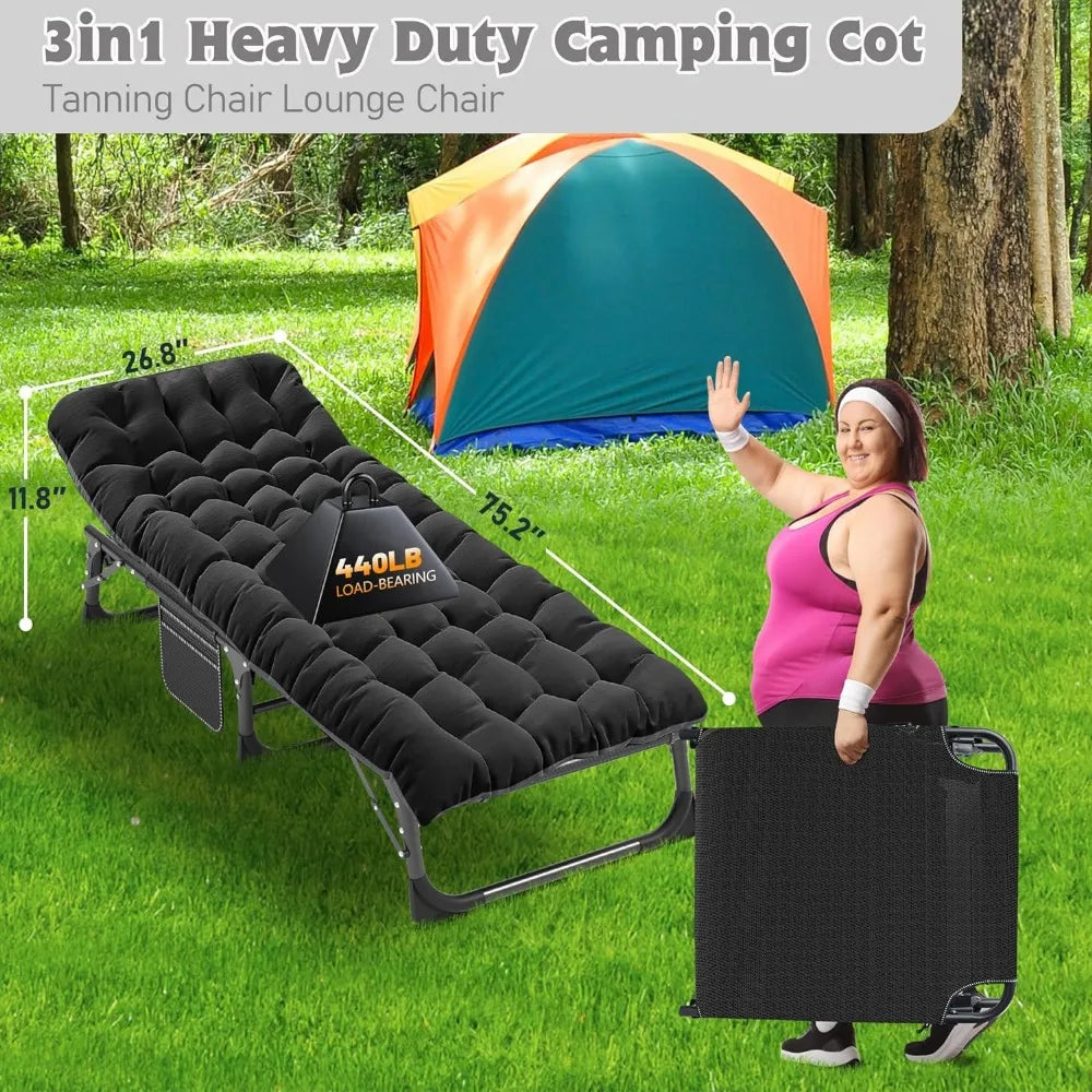 5-Position Folding Chaise Lounge Chair with Pad