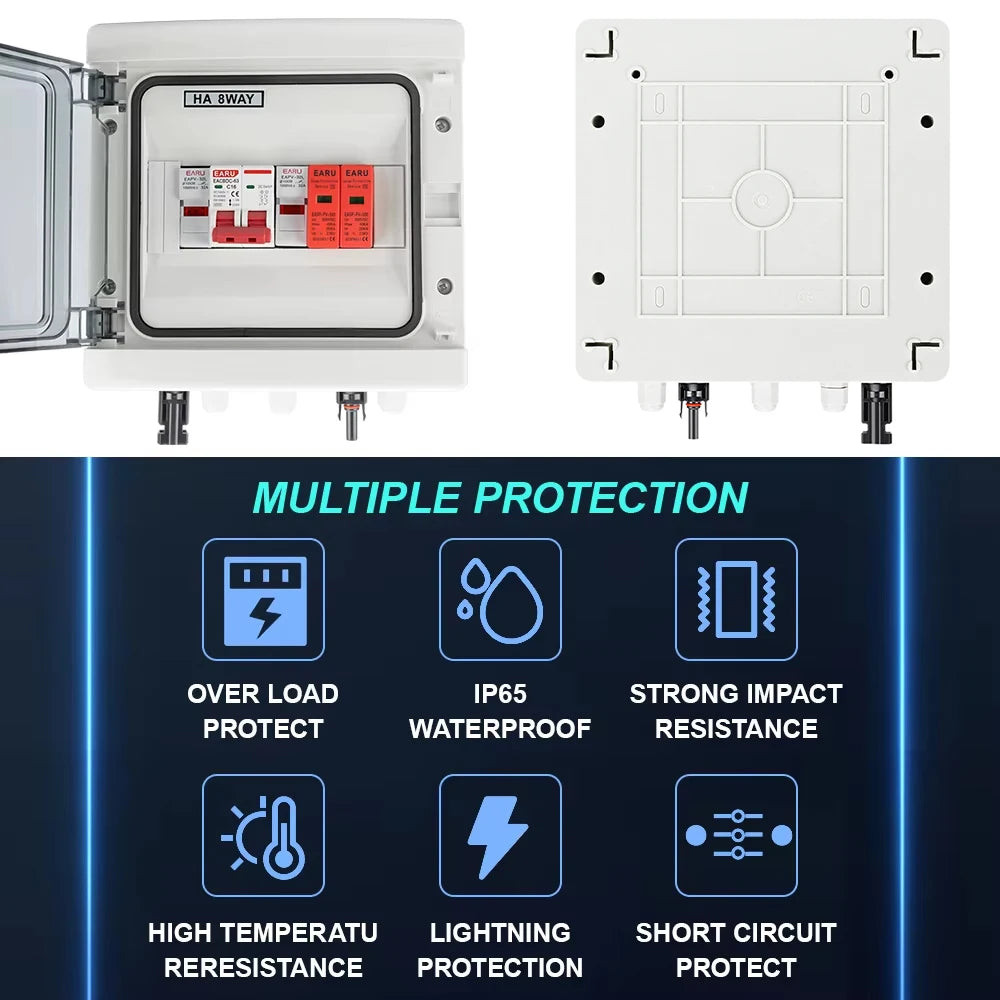 DC 500V Solar PV Combiner Box – 1 In 1 Out | SPD + Fuse + MCB | IP65 Waterproof