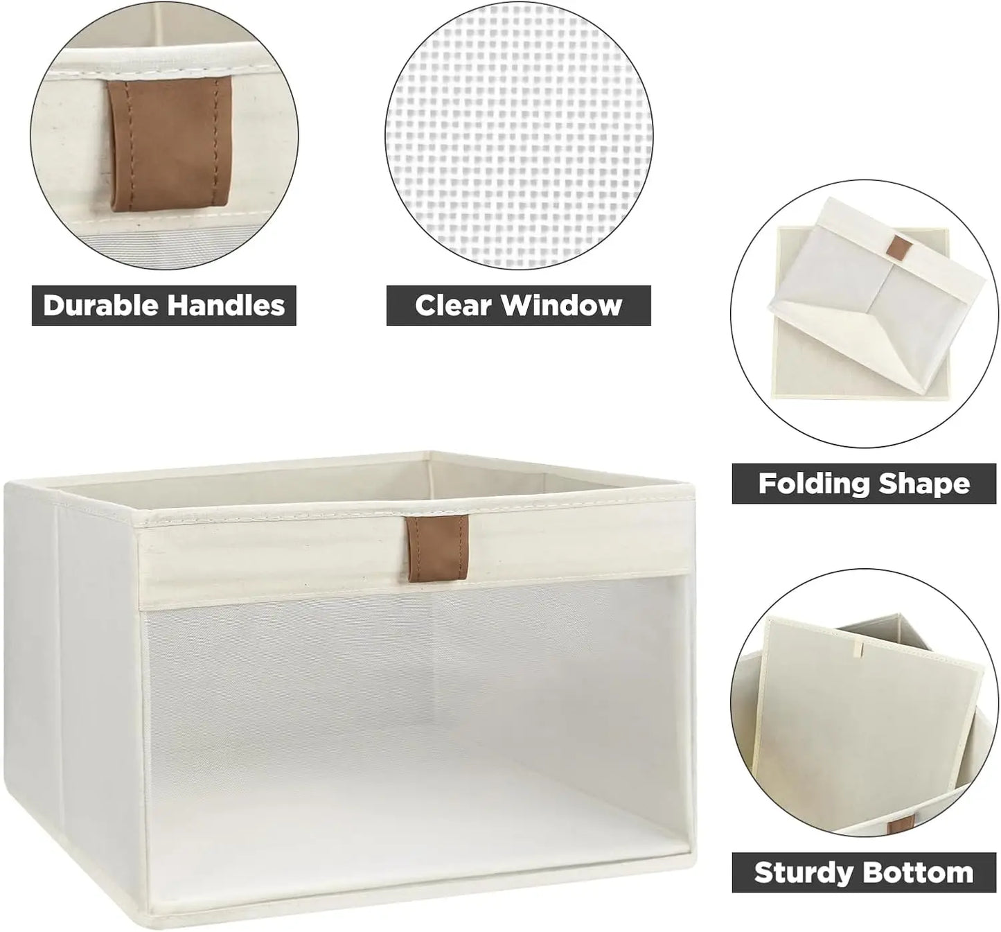 Linen Storage Bins with Clear Window – Foldable Closet Organizers and Storage Boxes