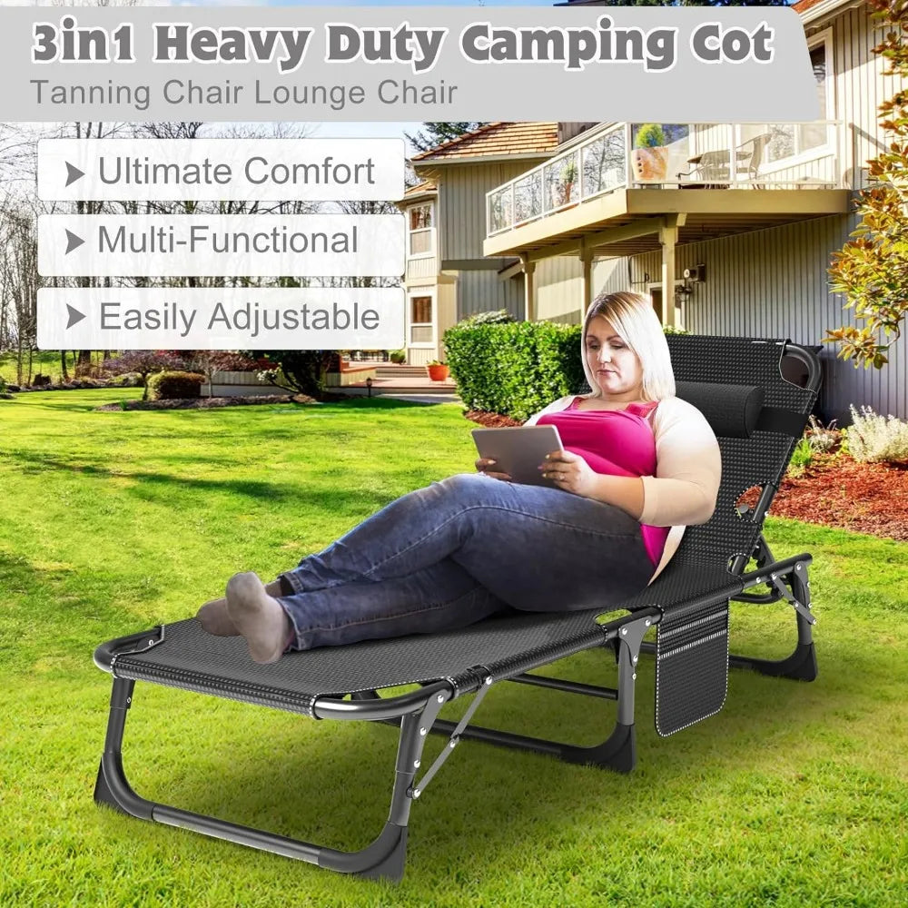 5-Position Folding Chaise Lounge Chair with Pad
