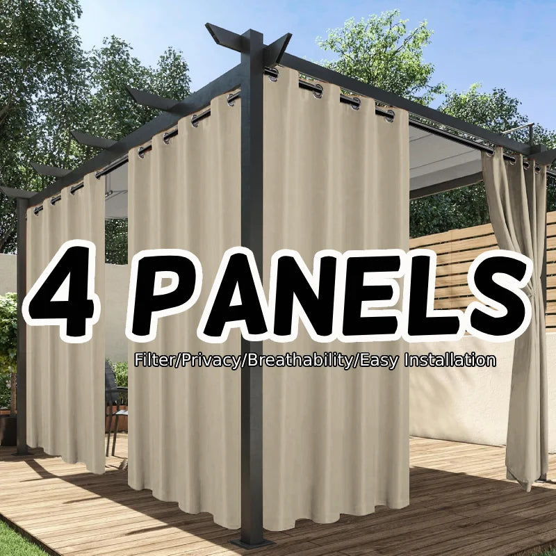 Waterproof Outdoor Privacy Curtains – Set of 4