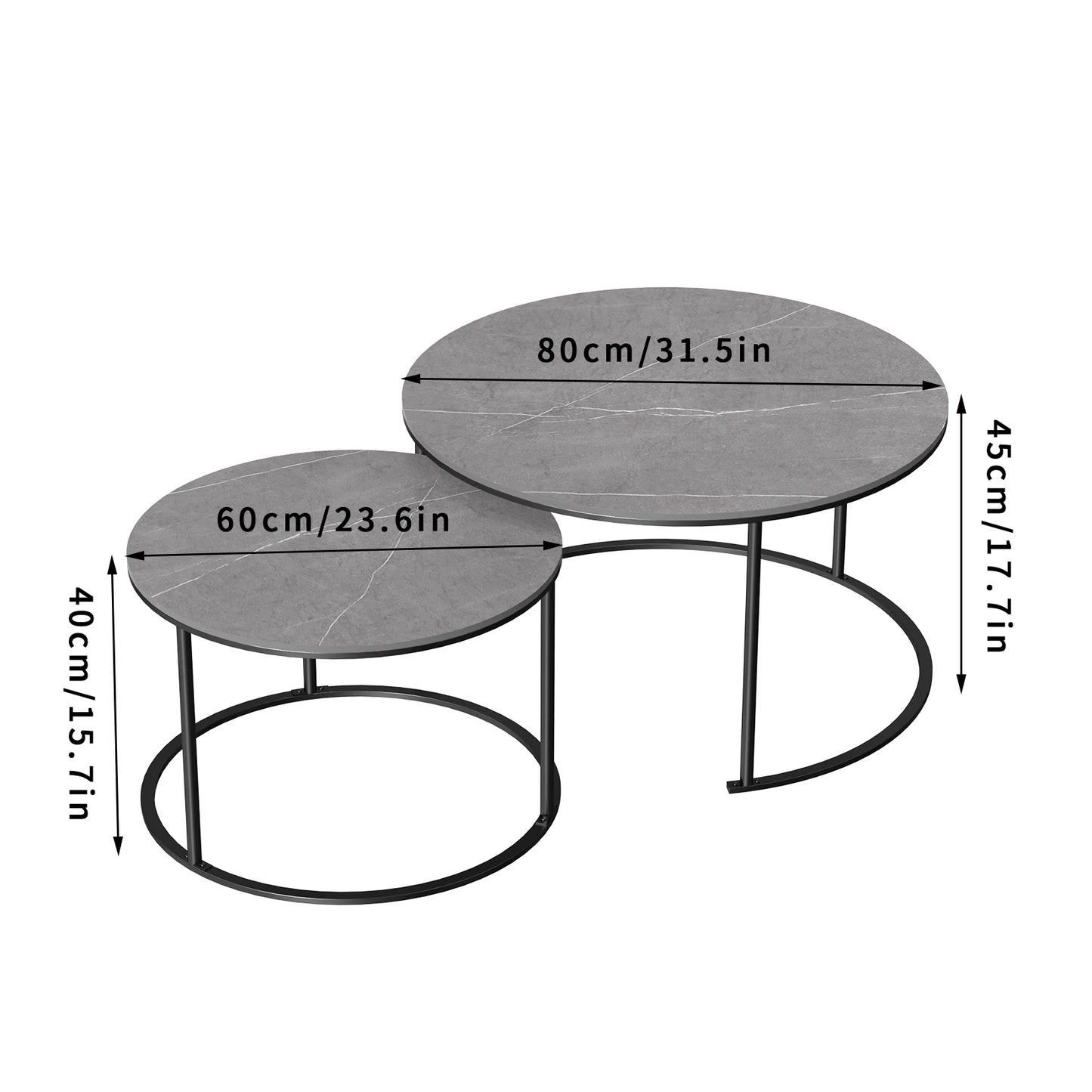 Marbella Nesting Coffee Table Set – Grey Marble Top