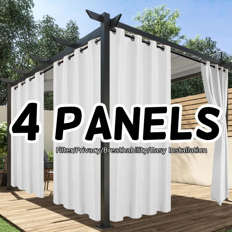 Waterproof Outdoor Privacy Curtains – Set of 4