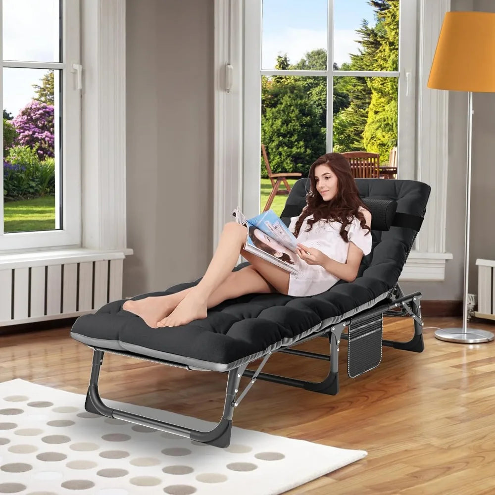 5-Position Folding Chaise Lounge Chair with Pad