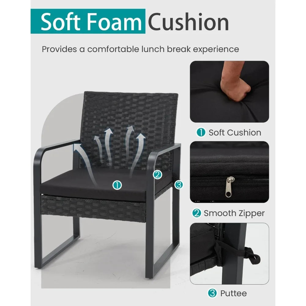 3-Piece Rattan Patio Furniture Set – Wicker Bistro Set with Glass Coffee Table