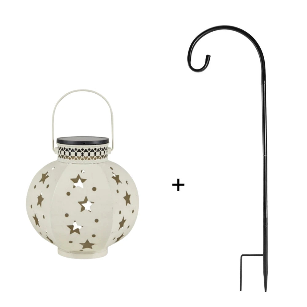 Solar Hanging Lantern with Star Projector – LED Outdoor Garden & Christmas Decor