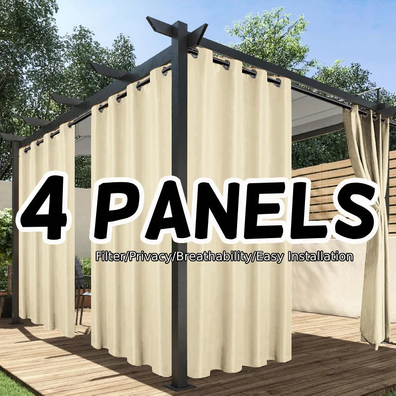 Waterproof Outdoor Privacy Curtains – Set of 4