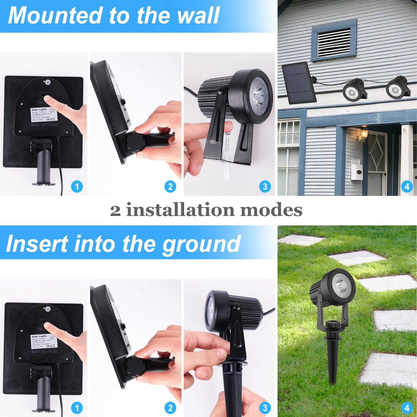LumiGlow RGB Solar Spotlights – Outdoor Waterproof Lights