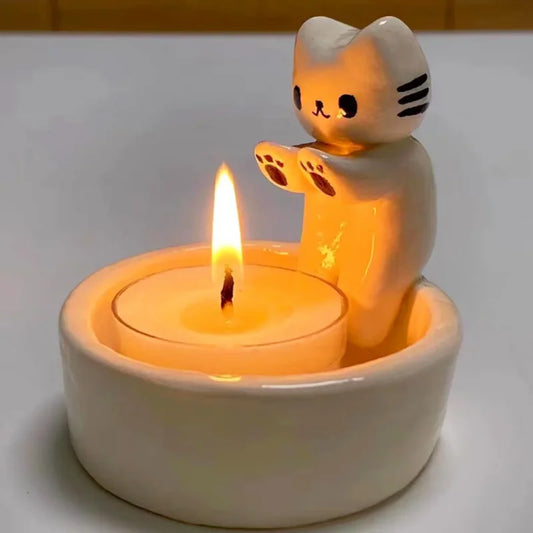 Cute Cat Candle Holder – Ceramic Aromatherapy Decor