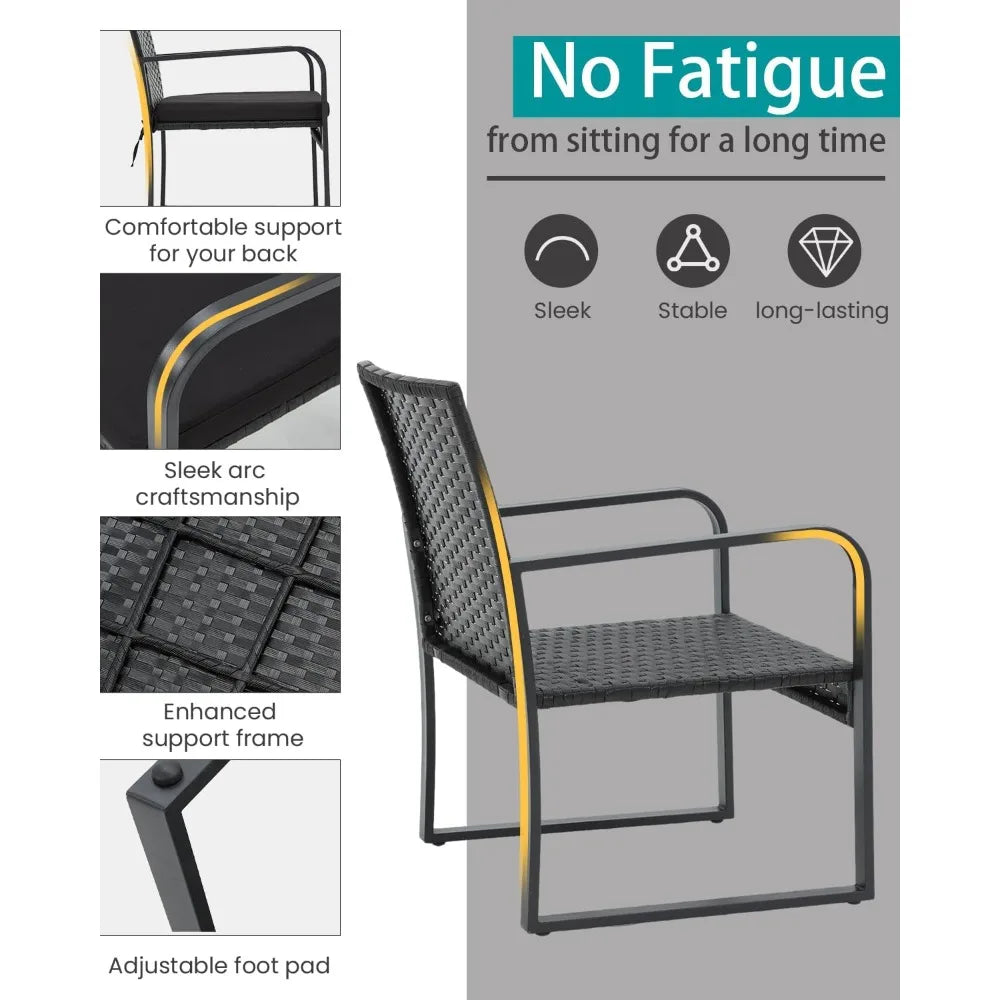 3-Piece Rattan Patio Furniture Set – Wicker Bistro Set with Glass Coffee Table