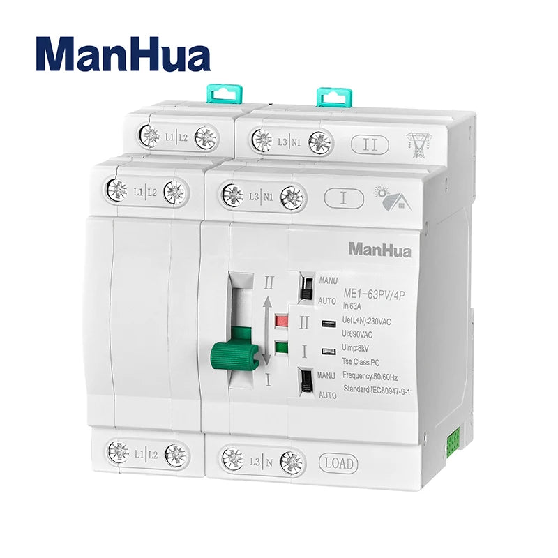 ManHua ME1-63PV 4P Photovoltaic ATS | 63A | 380VAC | Solar DC & AC Power Switch