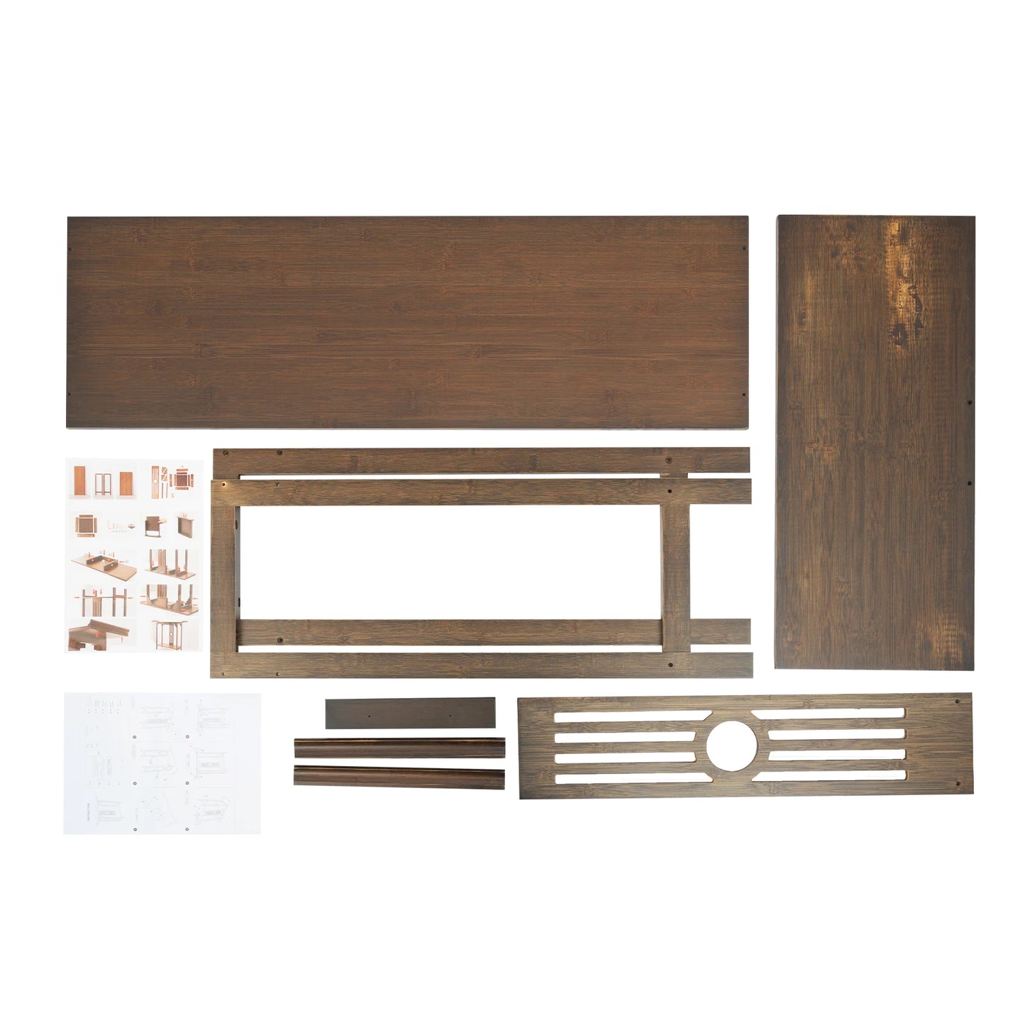 Vintage 2-Layer Bamboo Console Table – Sofa Side & Entryway Table