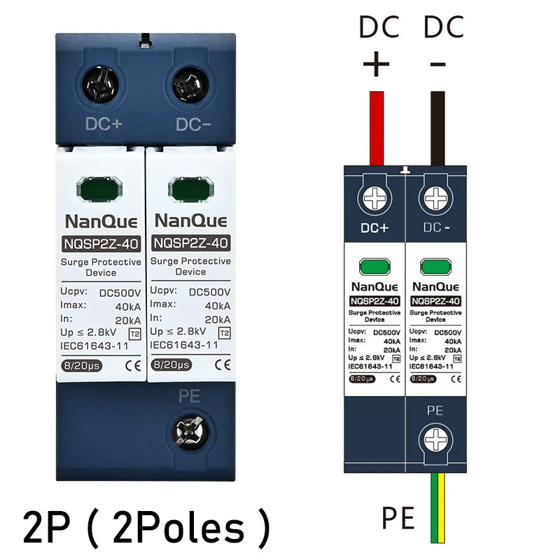 DC Surge Protector SPD – 100V-1000V | 20KA-60KA | Lightning Protection