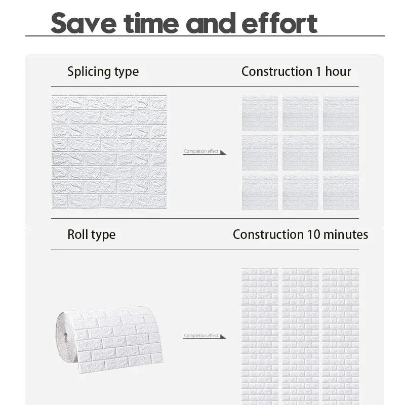 3D Self-Adhesive Foam Brick Wallpaper – Antique Style (70cm x 1/5/10m)