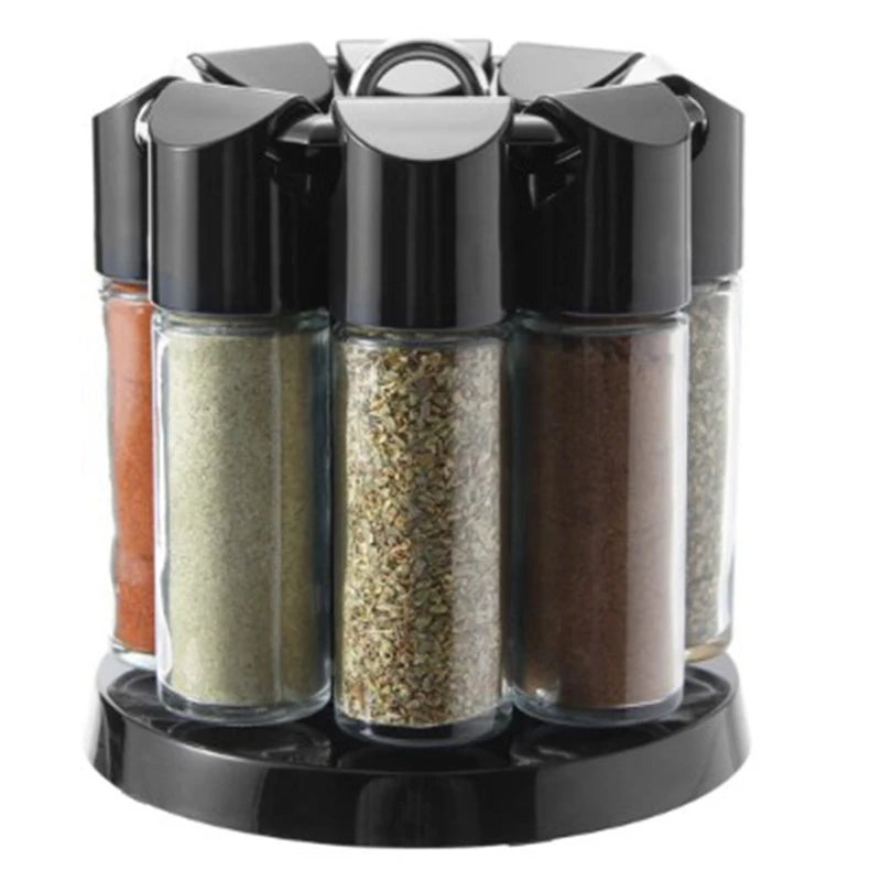 Rotating Spice Rack with ABS Lid Condiment Pots