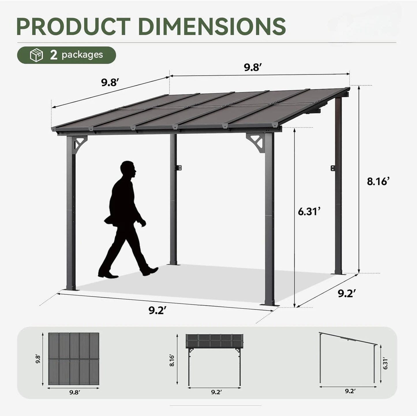 Wall-Mounted Gazebo Pergola for Patio & Backyard