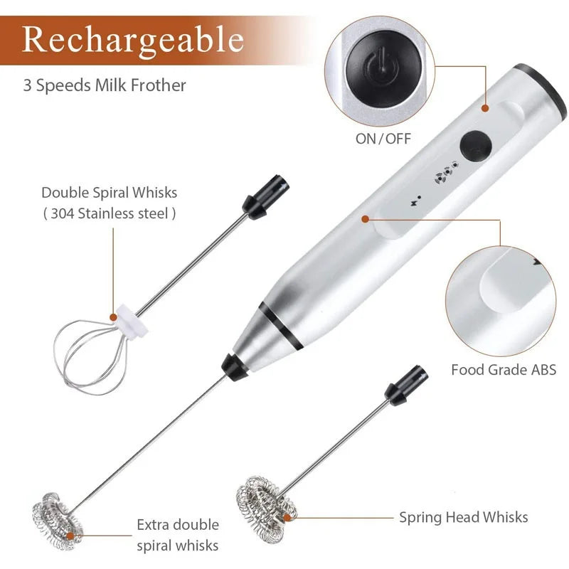 3-Speed Handheld Electric Mixer with USB Charging