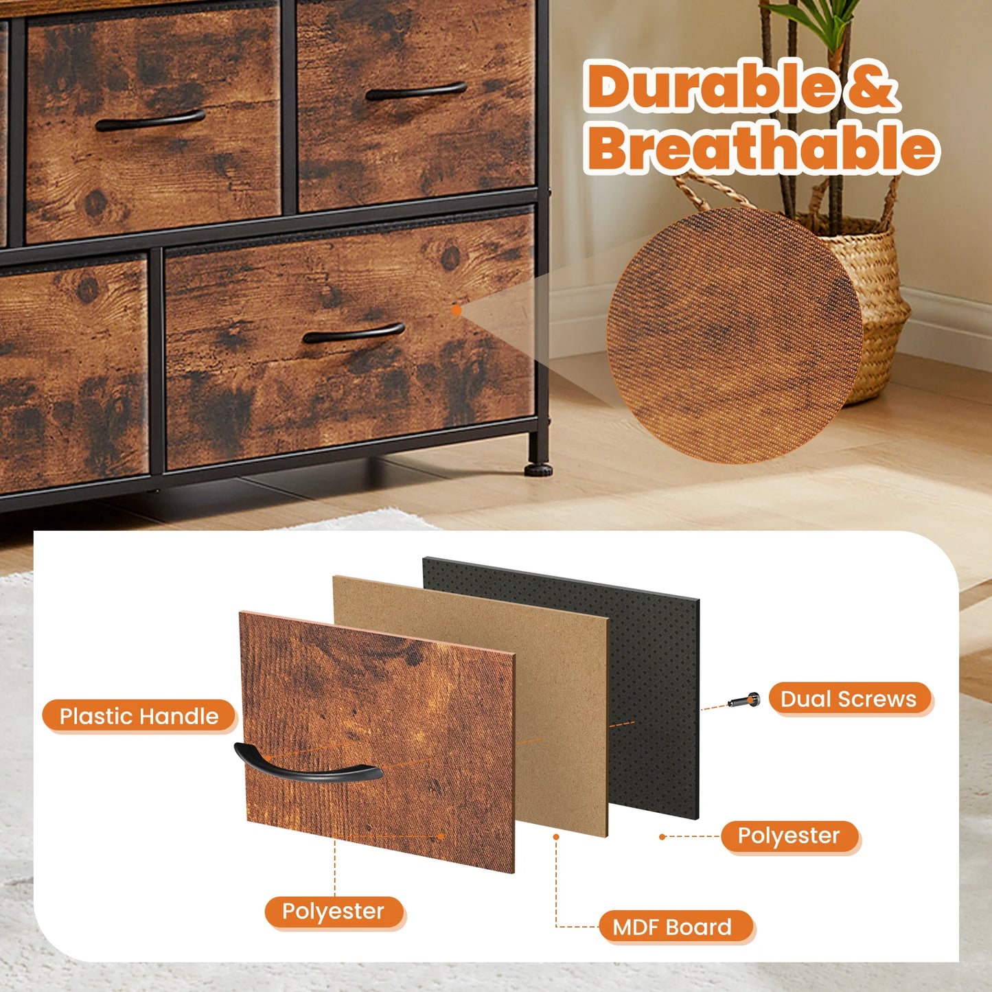 JHK 5-Drawer Shoe Cabinet – Multi-Function Storage Dresser