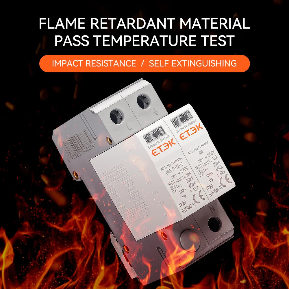 ETEK EKU5 T1+T2 SPD – House Surge Protector | 1P+NPE / 2P / 3P+NPE / 4P
