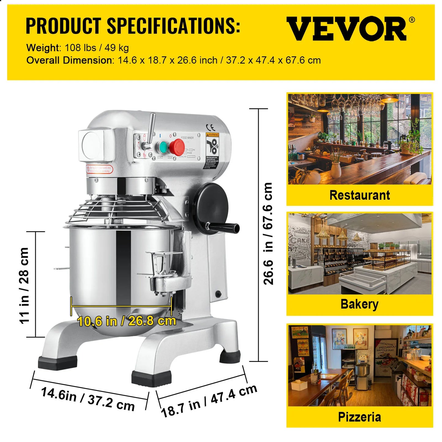 VEVOR Electric Dough Mixer & Stand Blender