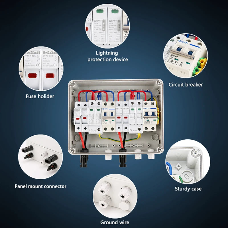 Solar PV Combiner Box – 2 In 2 Out | DC 1000V | IP65 Waterproof | SPD + Fuse + MCB
