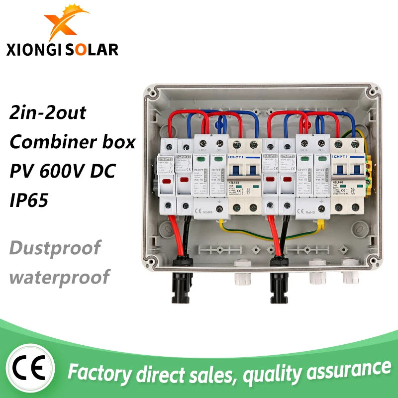 Solar PV Combiner Box – 2 In 2 Out | DC 1000V | IP65 Waterproof | SPD + Fuse + MCB