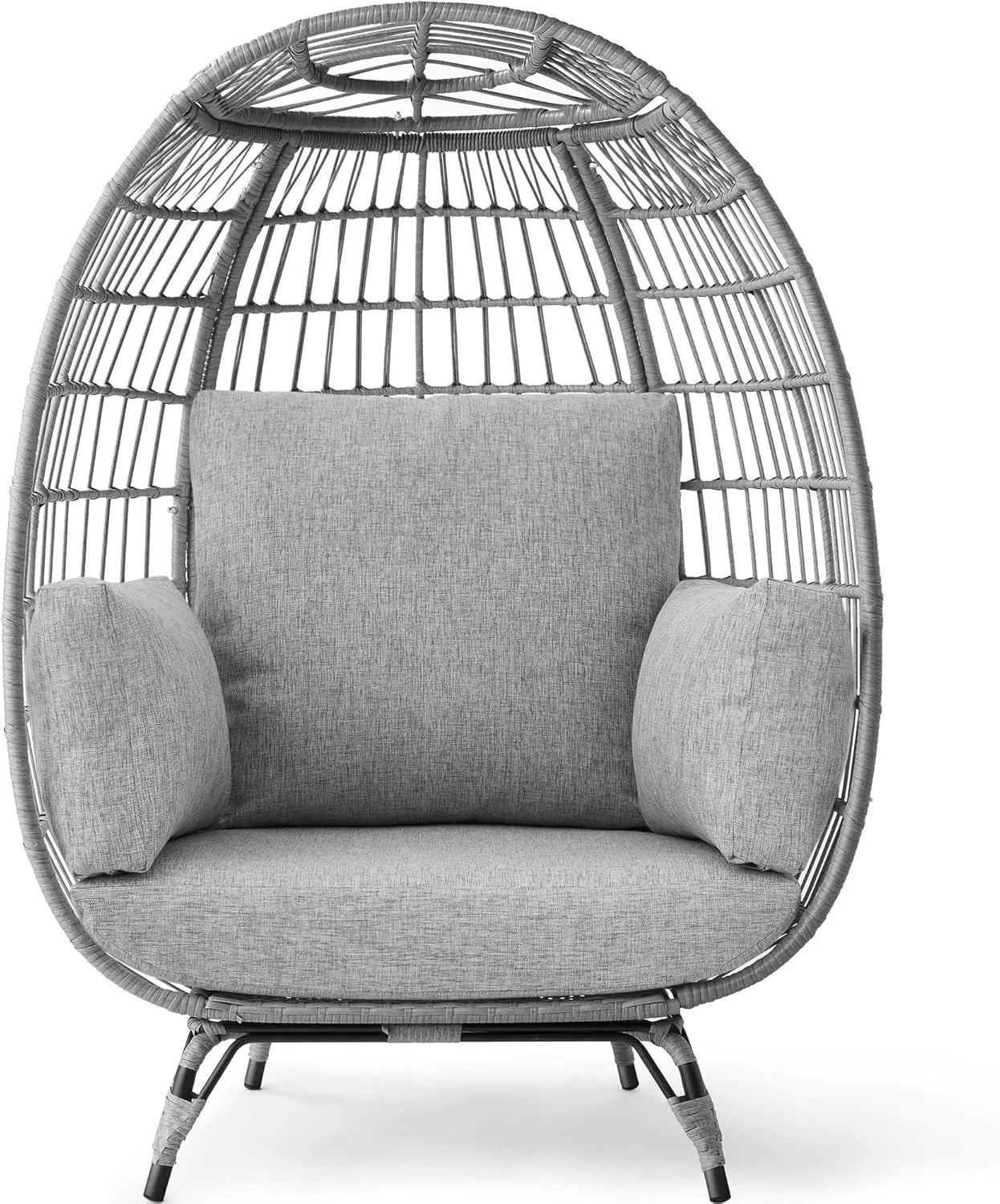 Oversized Wicker Egg Chair with Cushions – Indoor/Outdoor Lounger