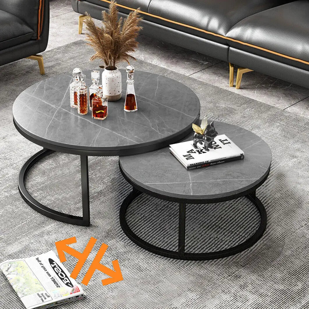 Marbella Nesting Coffee Table Set – Grey Marble Top