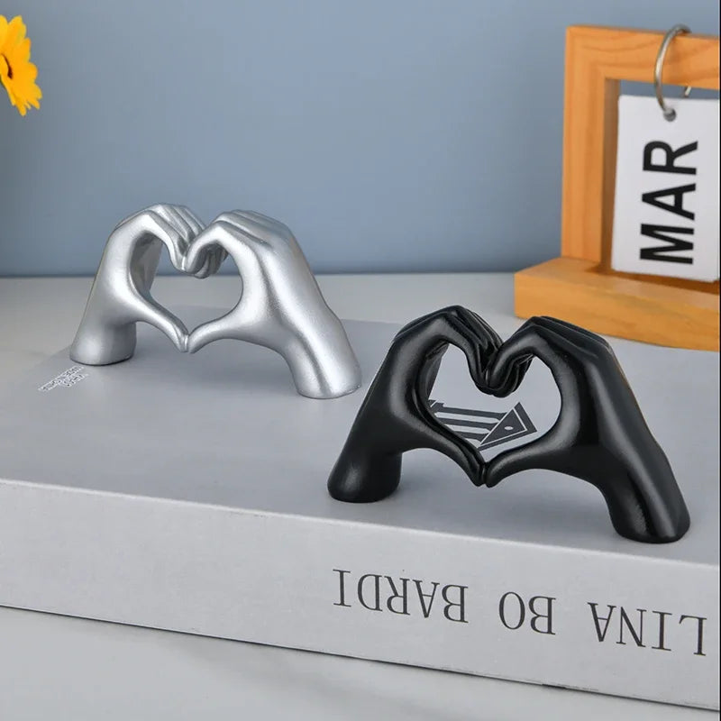 Gold Heart Hand Sculpture – Modern Love Gesture Decor