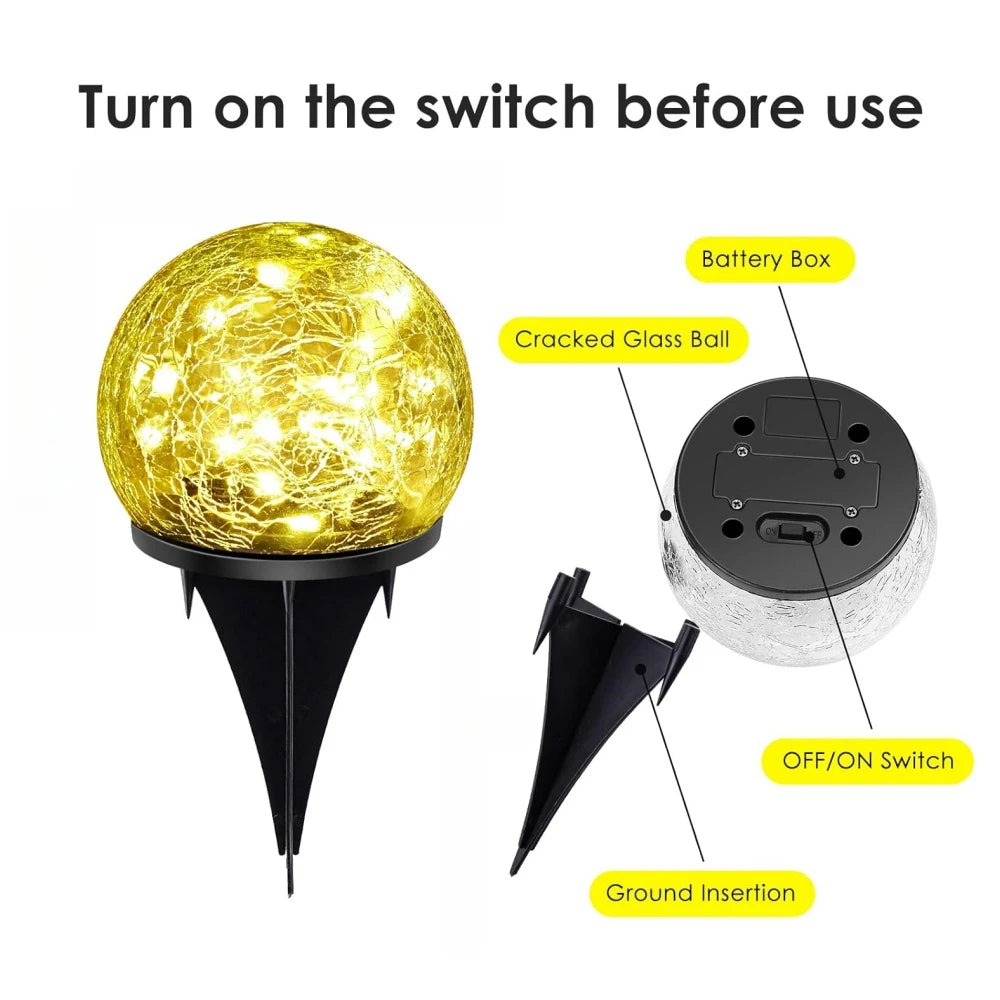 Solar Cracked Glass Globe Lights – Outdoor Garden & Patio Decor