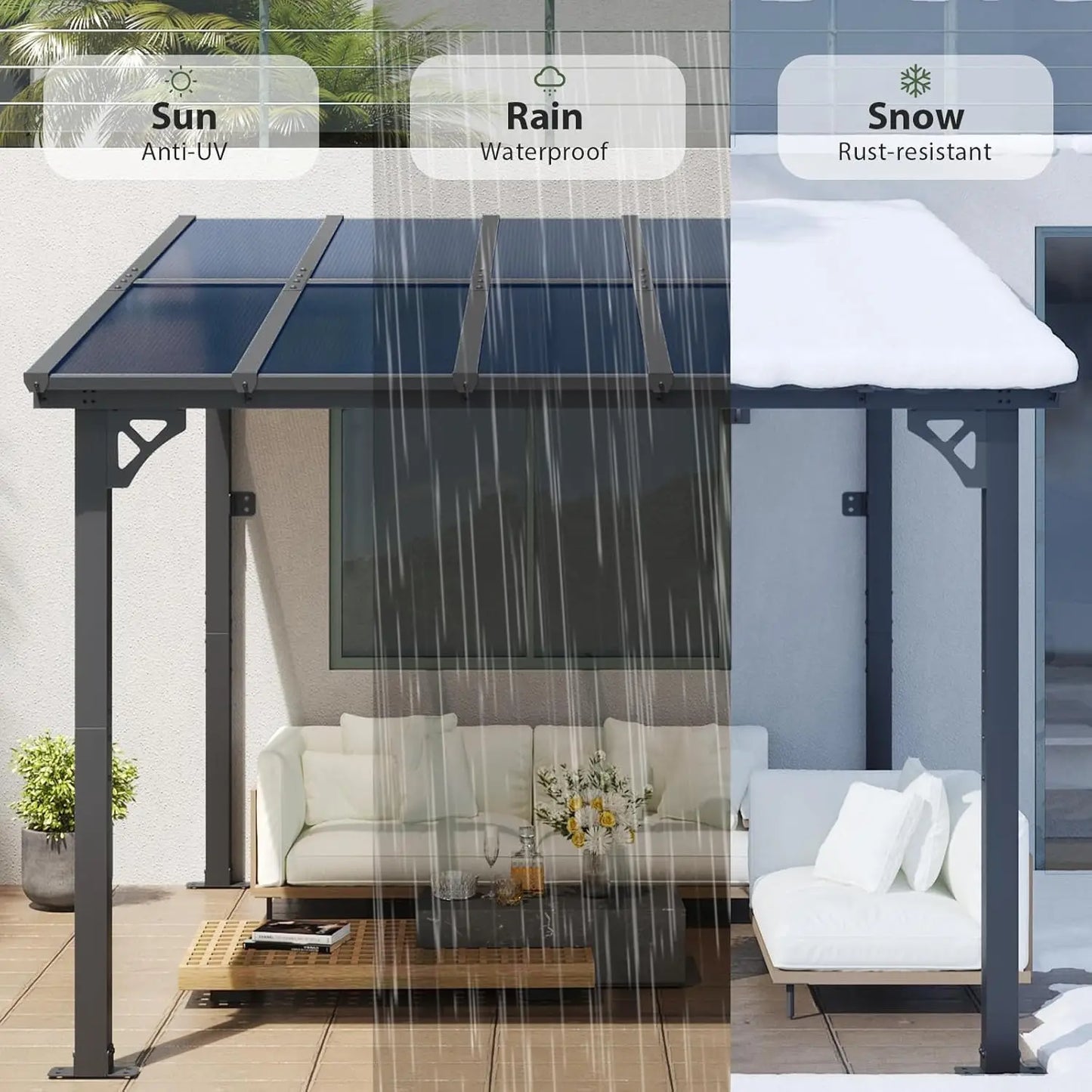 Wall-Mounted Gazebo Pergola for Patio & Backyard