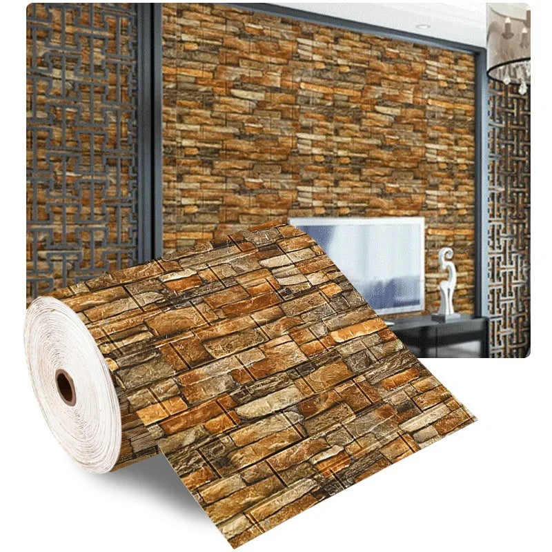 3D Self-Adhesive Foam Brick Wallpaper – Antique Style (70cm x 1/5/10m)
