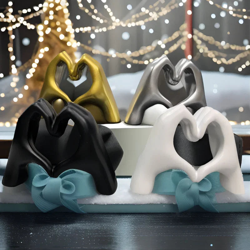Gold Heart Hand Sculpture – Modern Love Gesture Decor