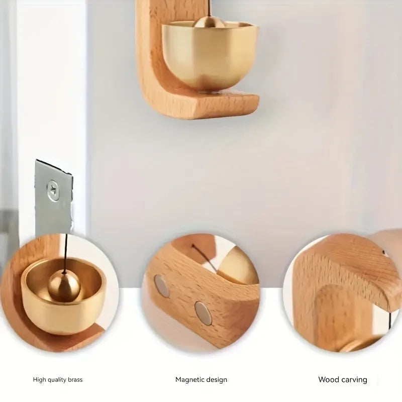 1pc Brass Doorbell Reminder Wind Chime With Magnetic Suction, C-Shaped