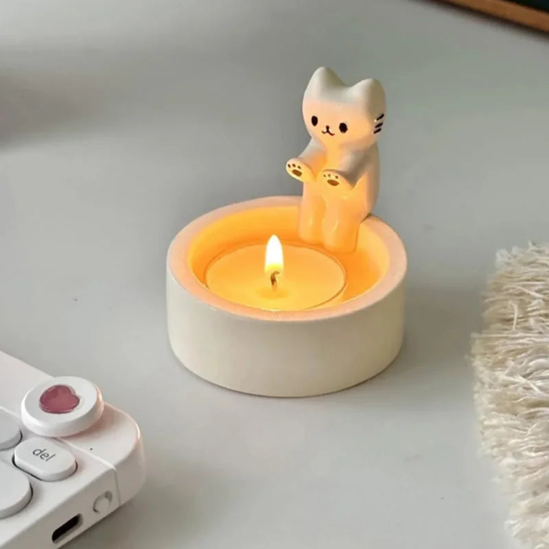 Cute Cat Candle Holder – Ceramic Aromatherapy Decor